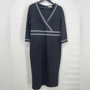 Boden Nellie Ponte Sheath US14L Long Sleeve Faux Wrap Fitted Dress‎